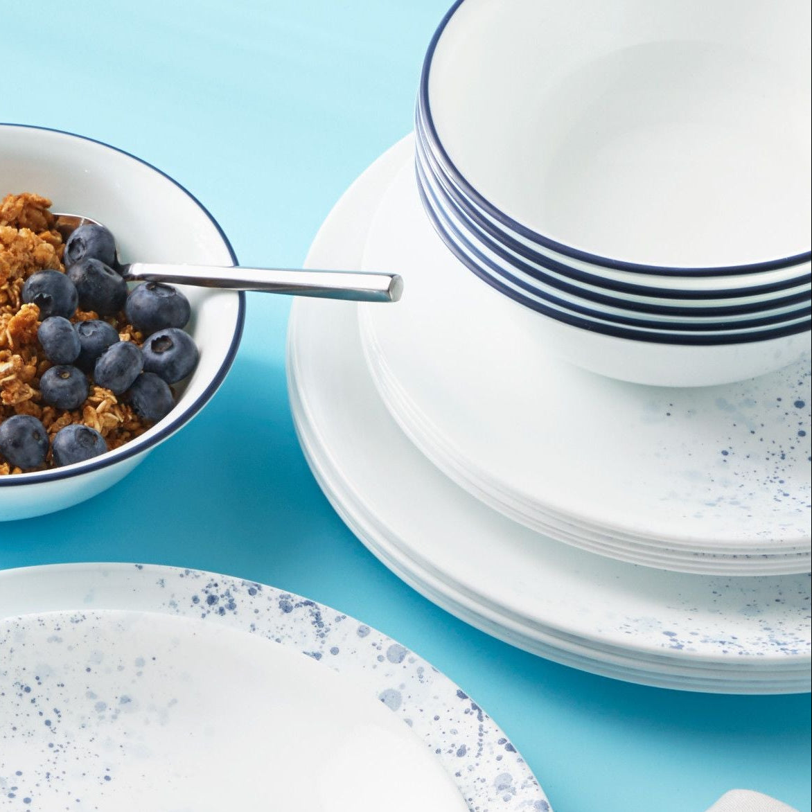 Corelle Indigo Speckle 18-piece Dinnerware Set. Service for 6 - Image 2