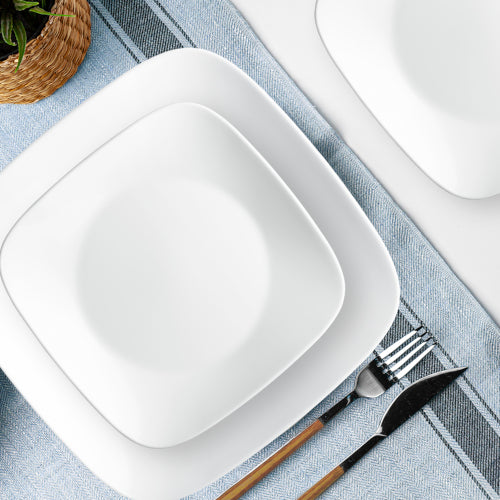 Corelle Square Pure White 12-piece Dinnerware Set with Appetizer Plates. Service for 4 - Image 3