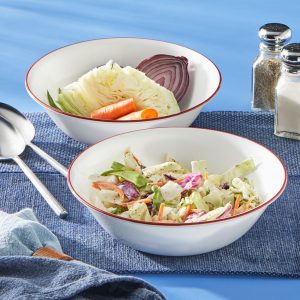 Alternative view of Corelle Radiant Red Banded 1-quart Serving Bowls. 2-pack