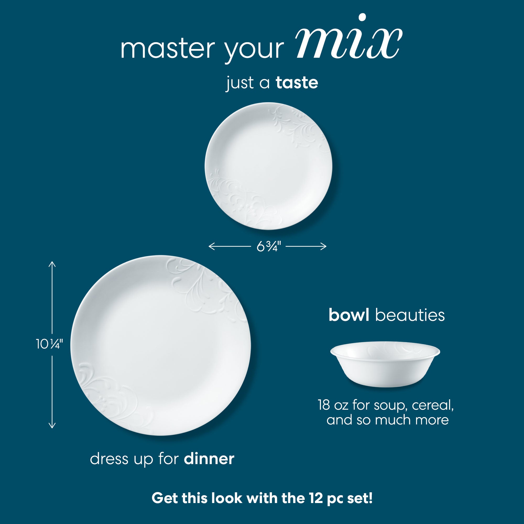 Corelle Madeline 12-piece Dinnerware Set. Service for 4 - Image 3