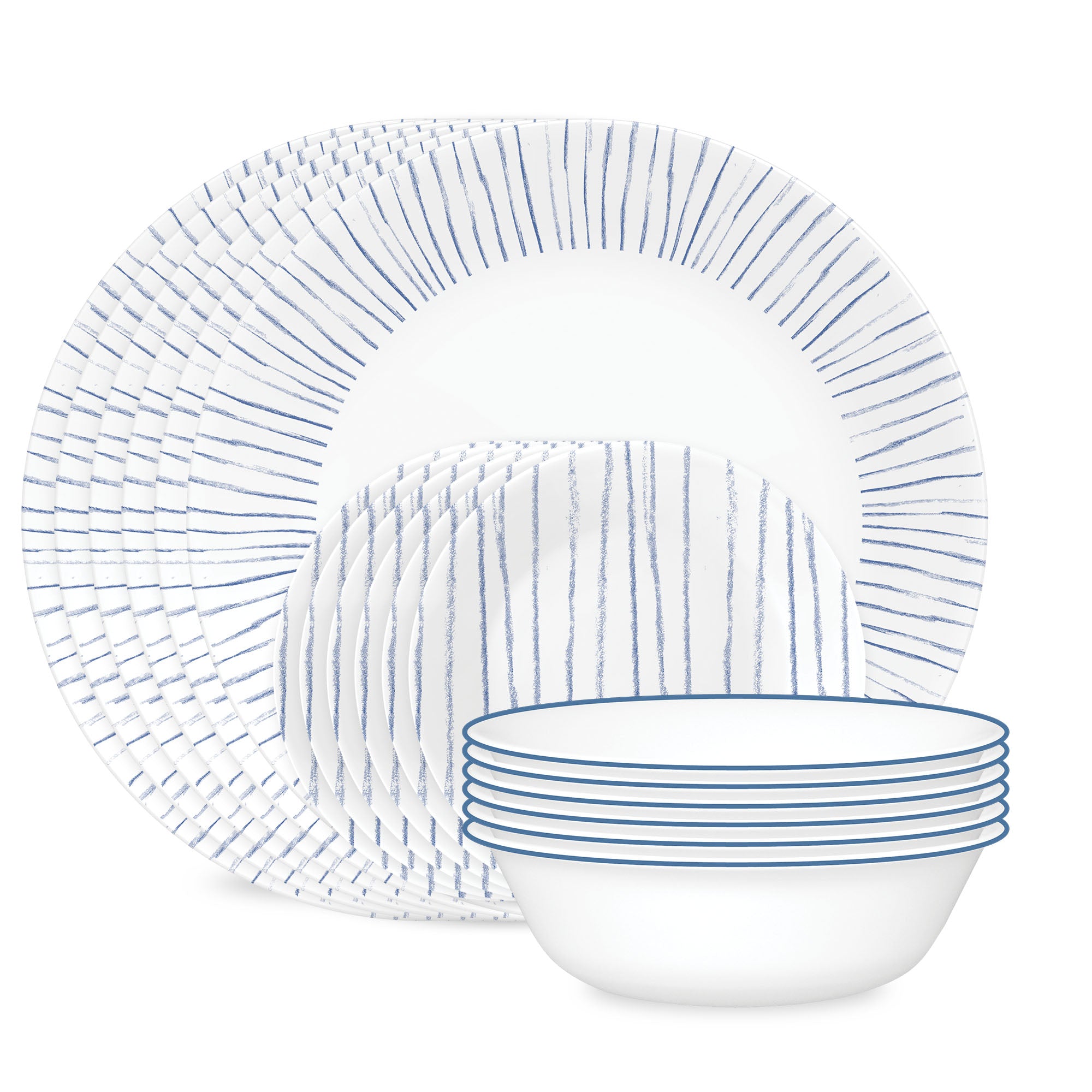 Corelle Nautical Stripes 18-piece Dinnerware Set. Service for 6