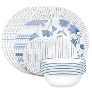 Corelle Botanical Stripes 32-piece Dinnerware Set. Service for 8