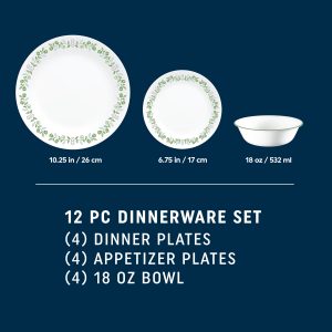 Alternative view of Corelle Bryndle 12-Piece Glass Dinnerware Set. Service for 4
