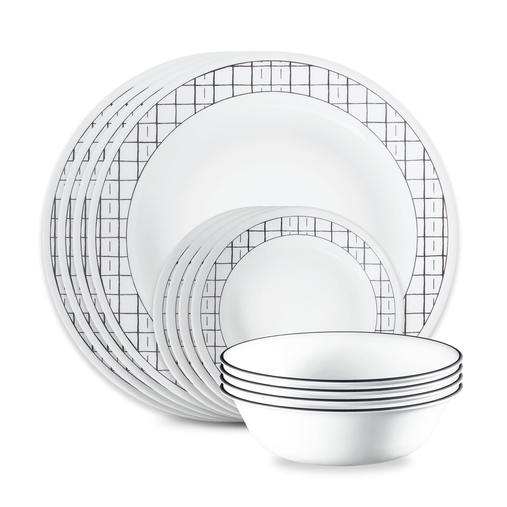 Corelle Delicate Grid 12-piece Dinnerware Set. Service for 4