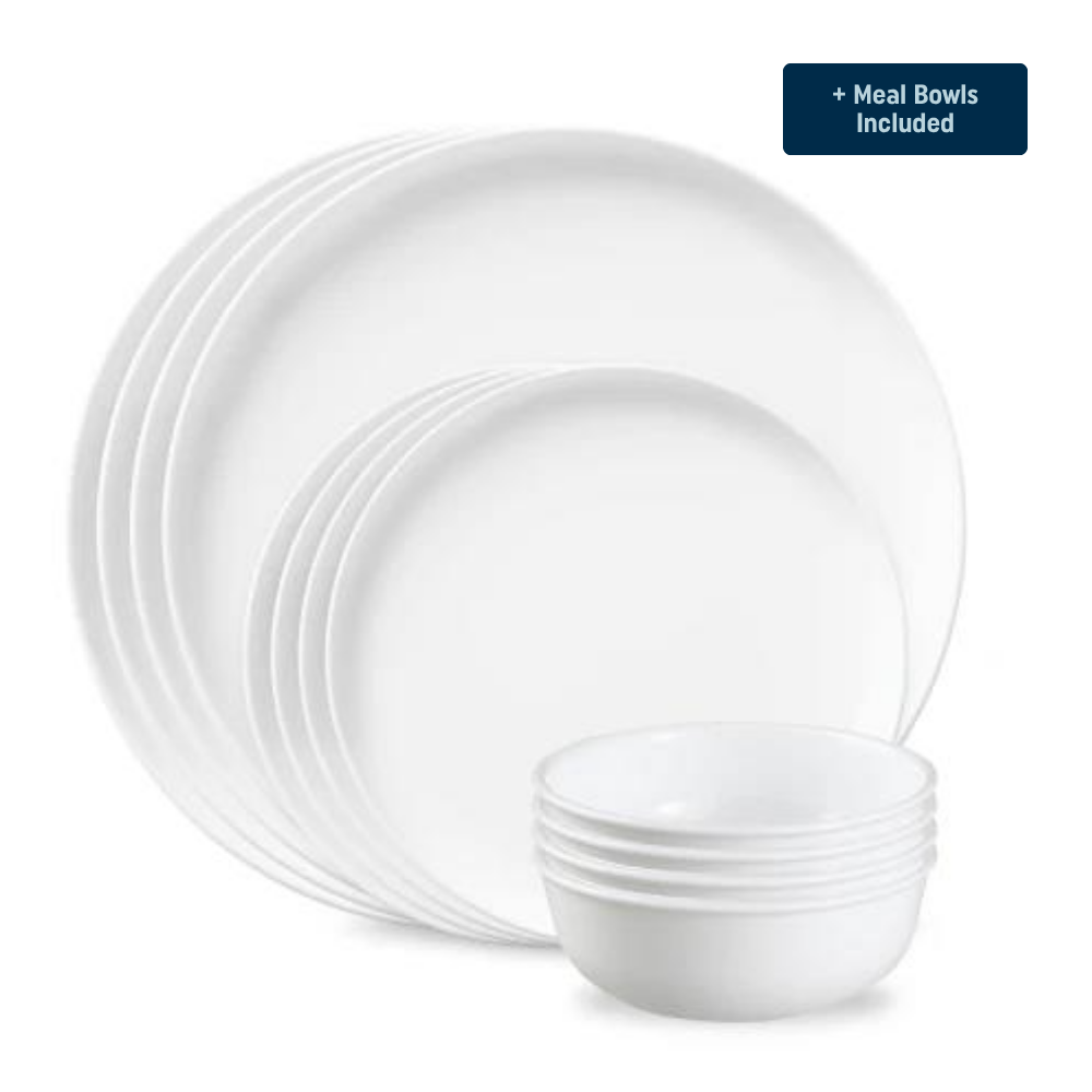Corelle Modern Rounds Dinnerware Set C Service for 4 + Meal Bowls