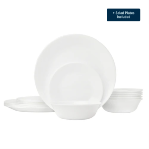 Corelle Winter Frost White Dinnerware Set C Service for 6 + Salad Plates