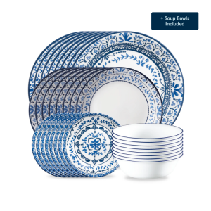 Corelle Portofino Dinnerware Set ?C Service for 8 + Soup Bowls