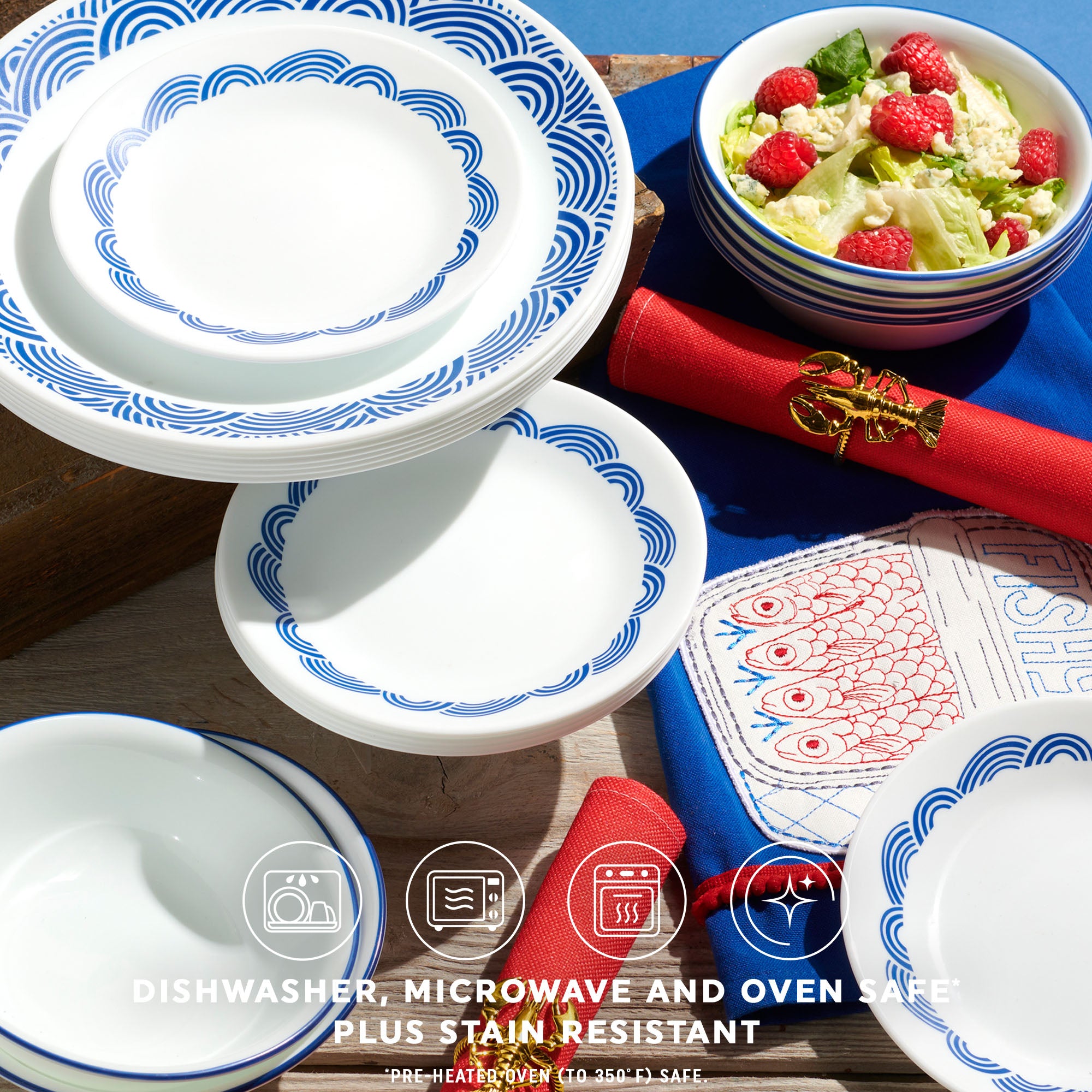 Corelle Rolling Waves 18-piece Dinnerware Set. Service for 6 - Image 3