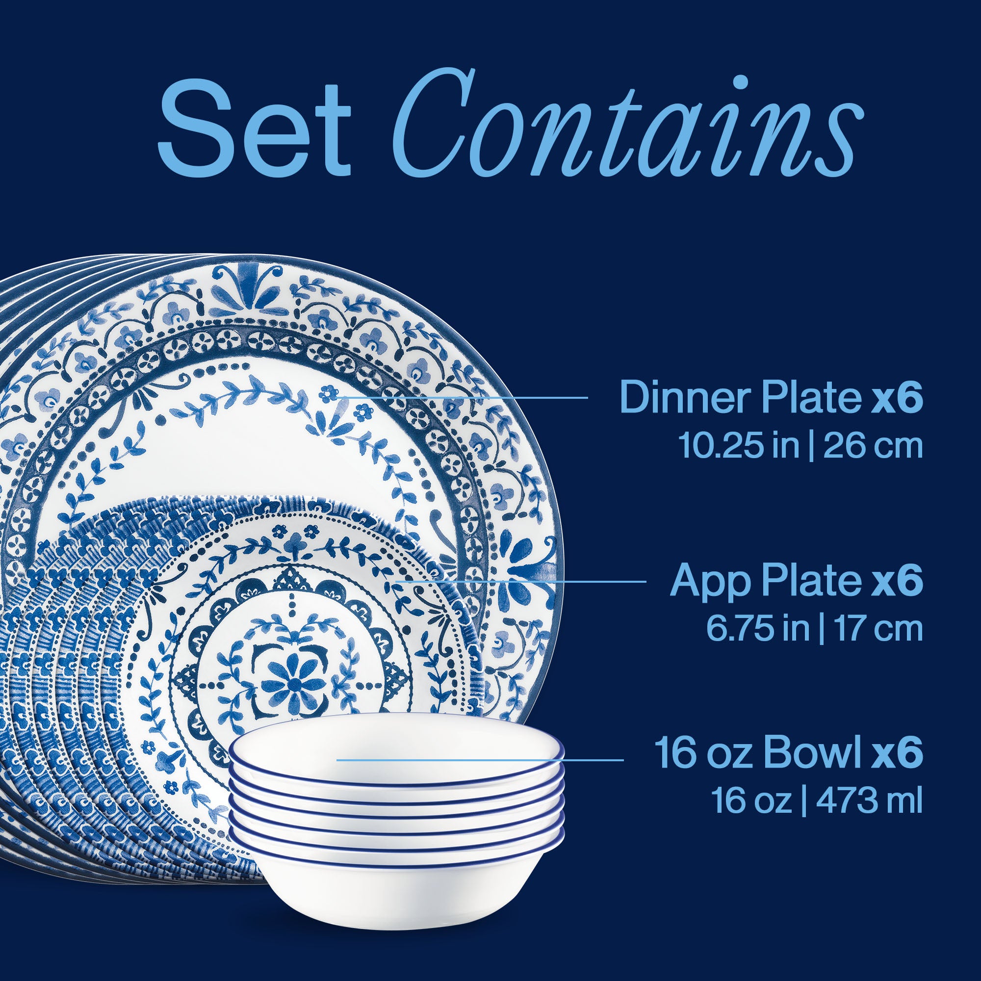 Corelle Portofino 18-piece Dinnerware Set. Service for 6 - Image 3