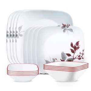 Corelle Kyoto Leaves 16-piece Dinnerware Set. Service for 4