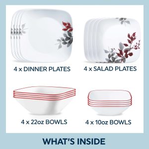 Alternative view of Corelle Kyoto Leaves 16-piece Dinnerware Set. Service for 4