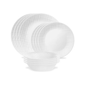 Corelle Linen Weave 12-piece Dinnerware Set. Service for 4