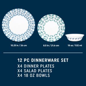 Alternative view of Corelle Global Collection Northern Pines 12-piece Dinnerware Set. Service for 4