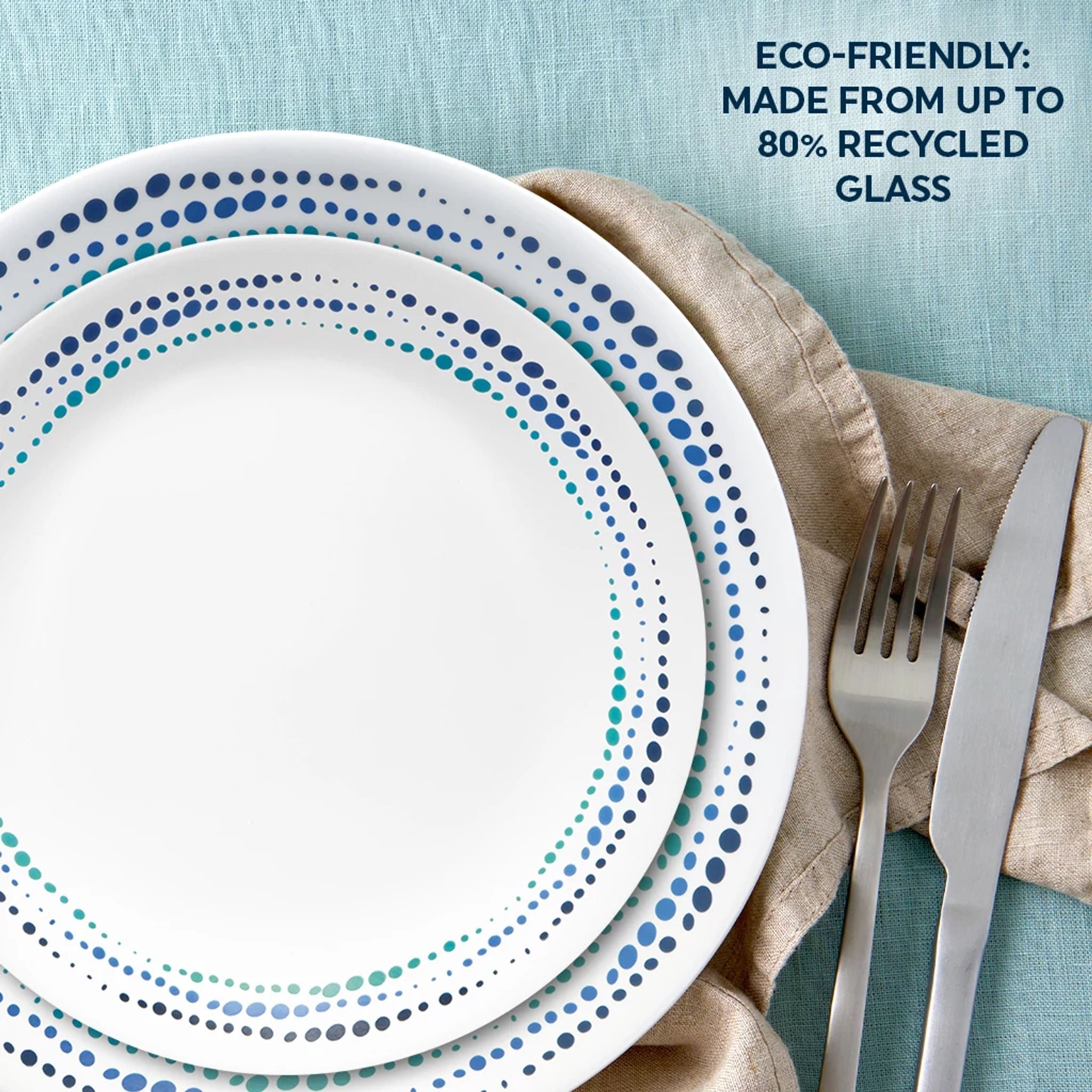 Corelle Ocean Blues 16-piece Mugless Dinnerware Set. Service of 4 - Image 6