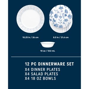 Alternative view of Corelle Botanical Stripes 12-piece Dinnerware Set. Service for 4