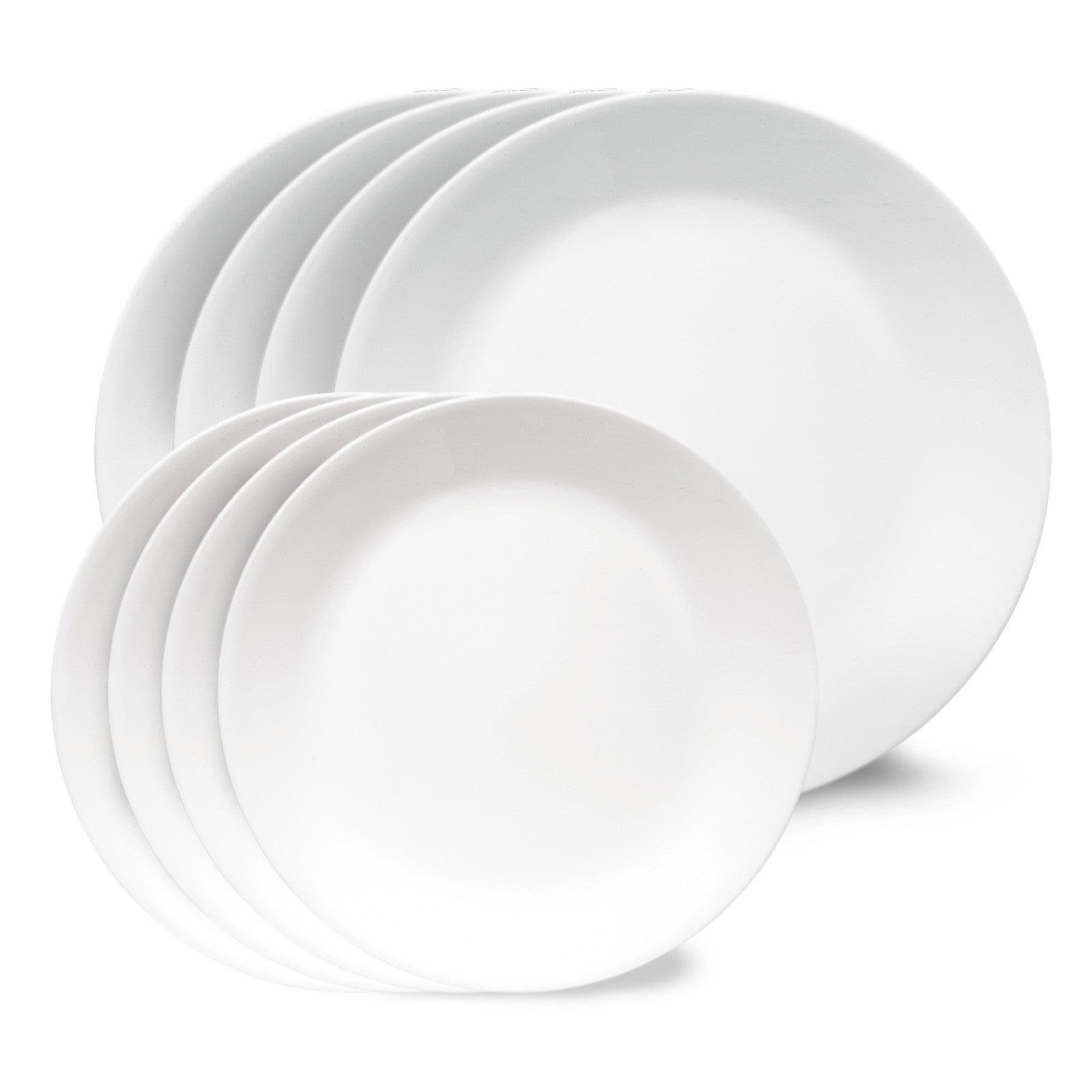 Corelle Shimmering White Salad and Dinner Plates Set. 8-pack