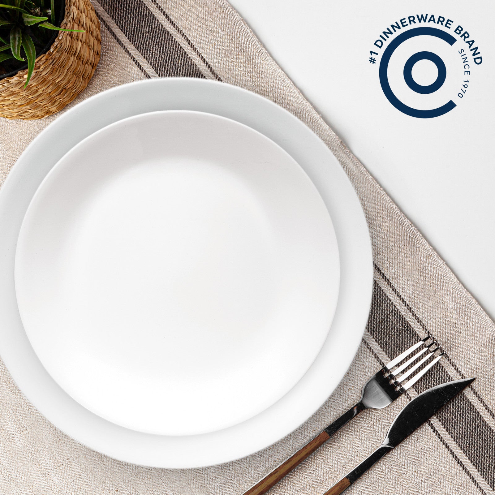 Corelle Shimmering White Salad and Dinner Plates Set. 8-pack - Image 2