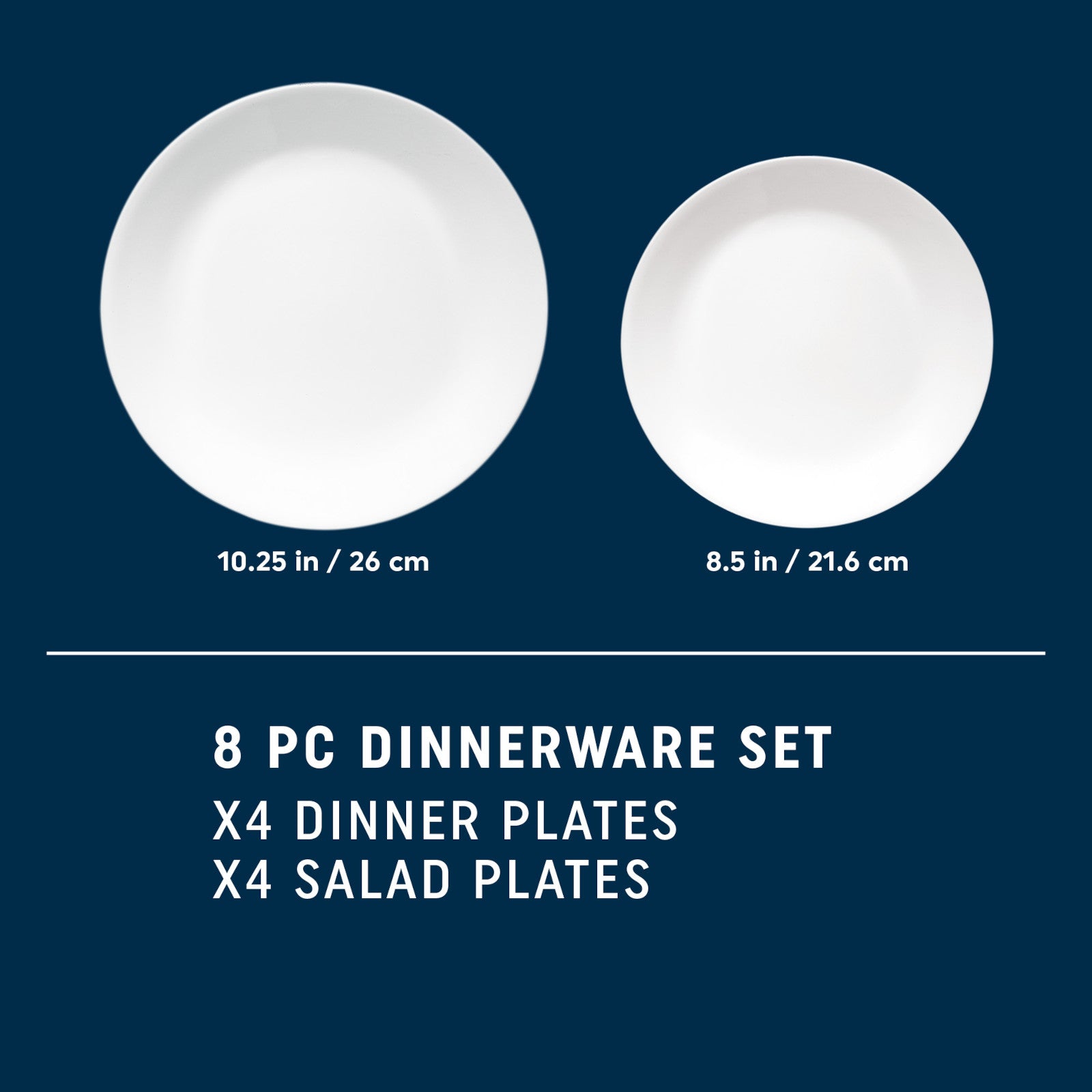 Corelle Shimmering White Salad and Dinner Plates Set. 8-pack - Image 6