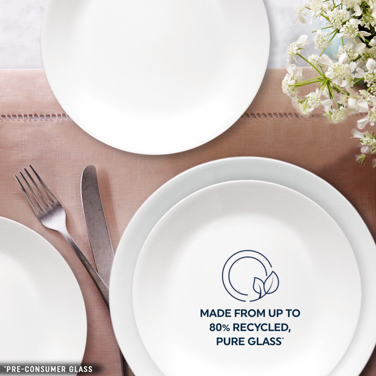Corelle Shimmering White Salad and Dinner Plates Set. 8-pack - Image 4