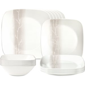 Corelle Square Wandering Grove 18-piece Dinnerware Set. Service for 6