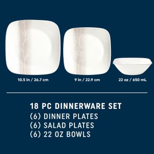 Alternative view of Corelle Square Wandering Grove 18-piece Dinnerware Set. Service for 6
