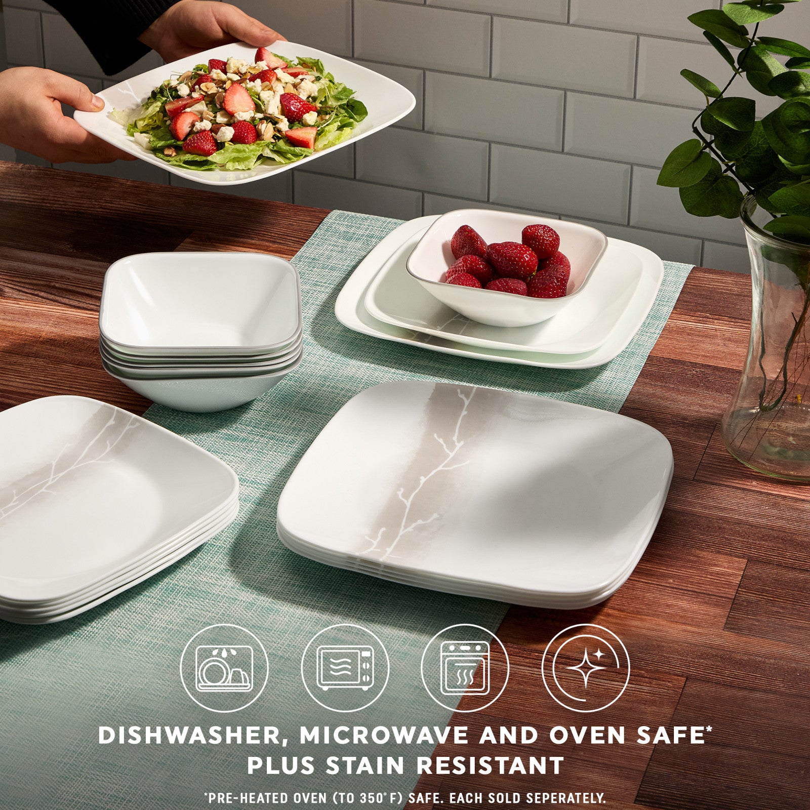 Corelle Square Wandering Grove 10.5 Dinner Plate - Image 4