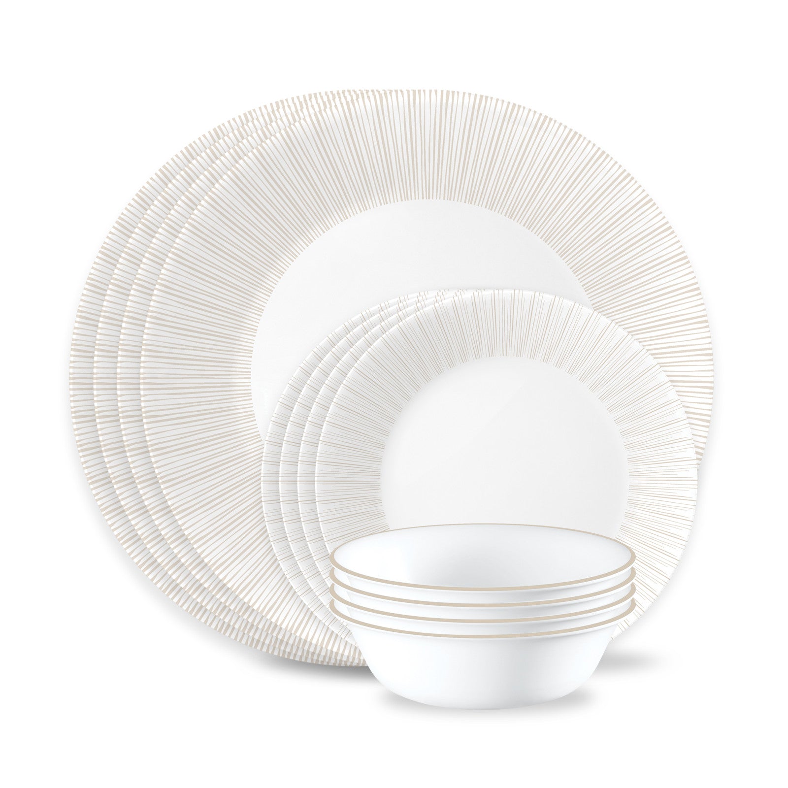 Corelle Hushed Lines 12-piece Dinnerware Set. Service for 4