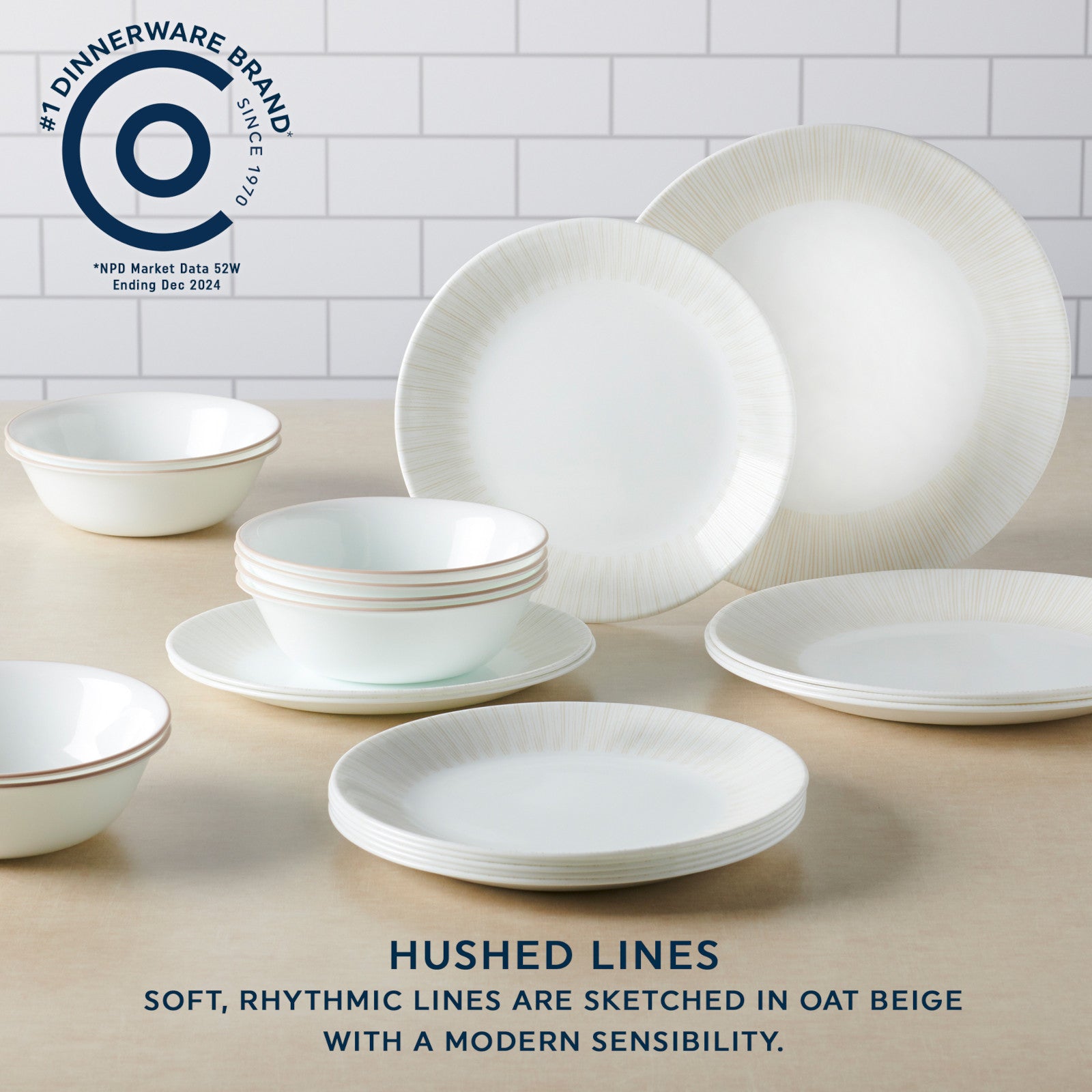 Corelle Hushed Lines 12-piece Dinnerware Set. Service for 4 - Image 3