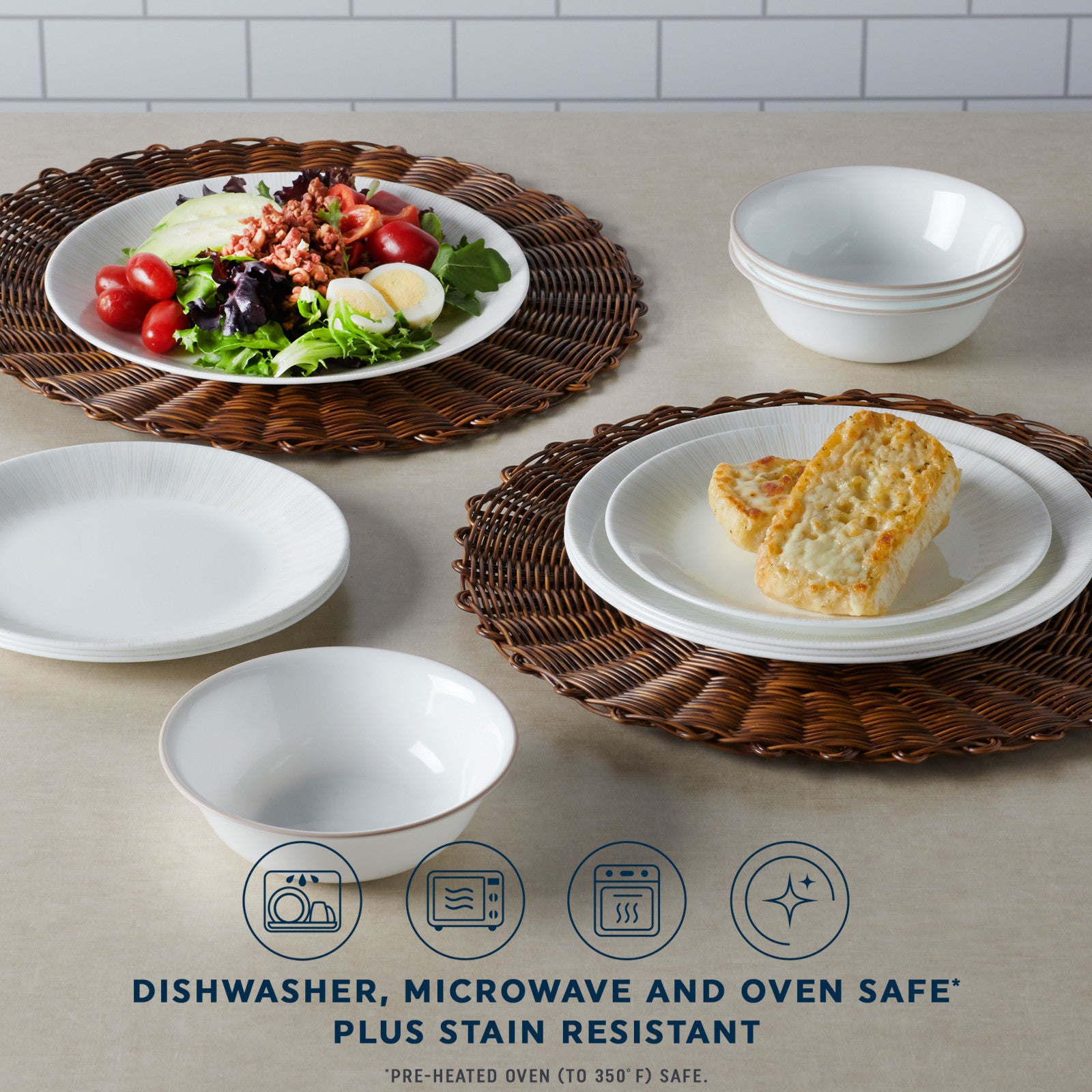 Corelle Hushed Lines 12-piece Dinnerware Set. Service for 4 - Image 4
