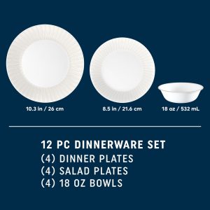 Alternative view of Corelle Hushed Lines 12-piece Dinnerware Set. Service for 4