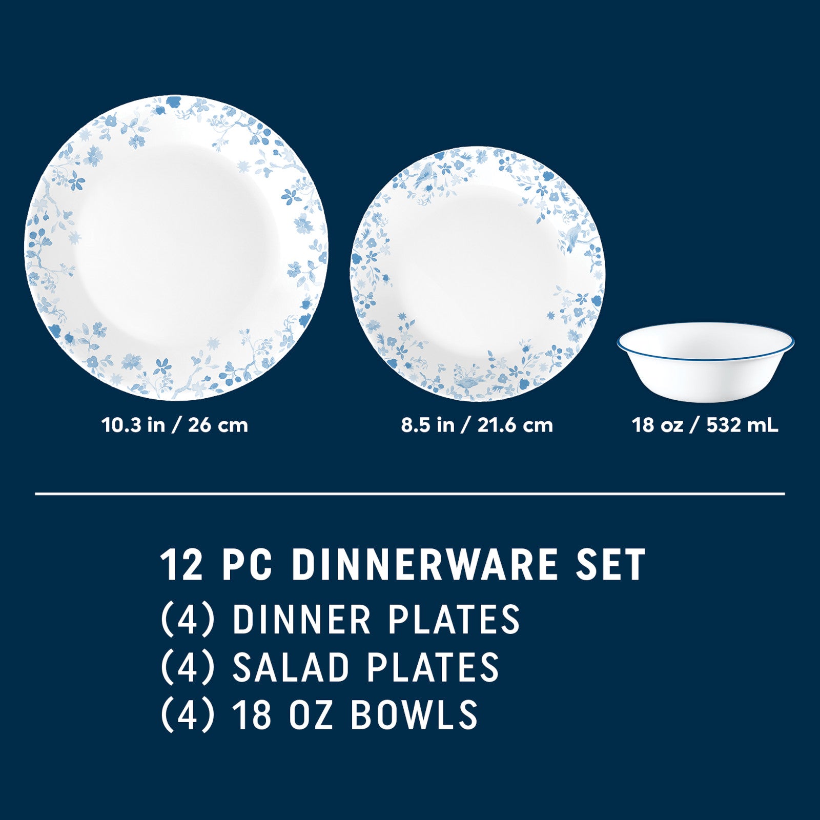 Corelle Garden Song 12-piece Dinnerware Set. Service for 4 - Image 2