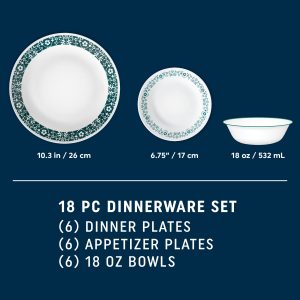 Alternative view of Corelle Penelope 18-piece Dinnerware Set. Service for 6