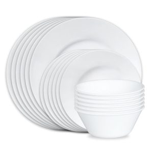 Corelle Dazzling White Wide Rim 18pc Set. Service for 6