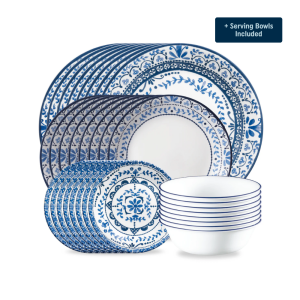 Corelle Portofino Dinnerware Set ?C Service for 8 + Serving Bowls
